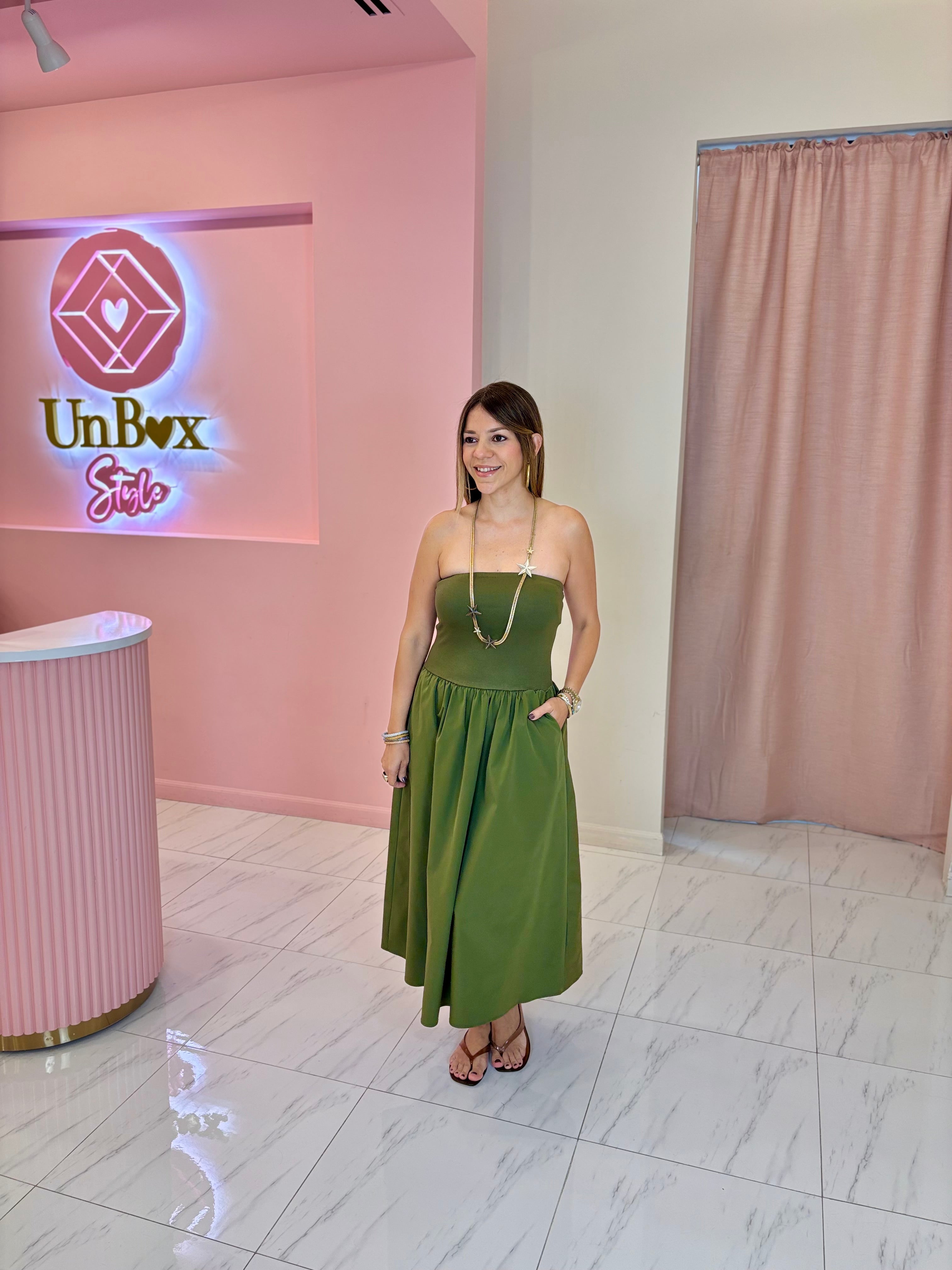 Dinorah Tube Dress-Olive🫒