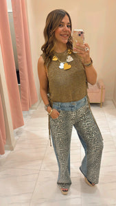 Front Leopard Jean