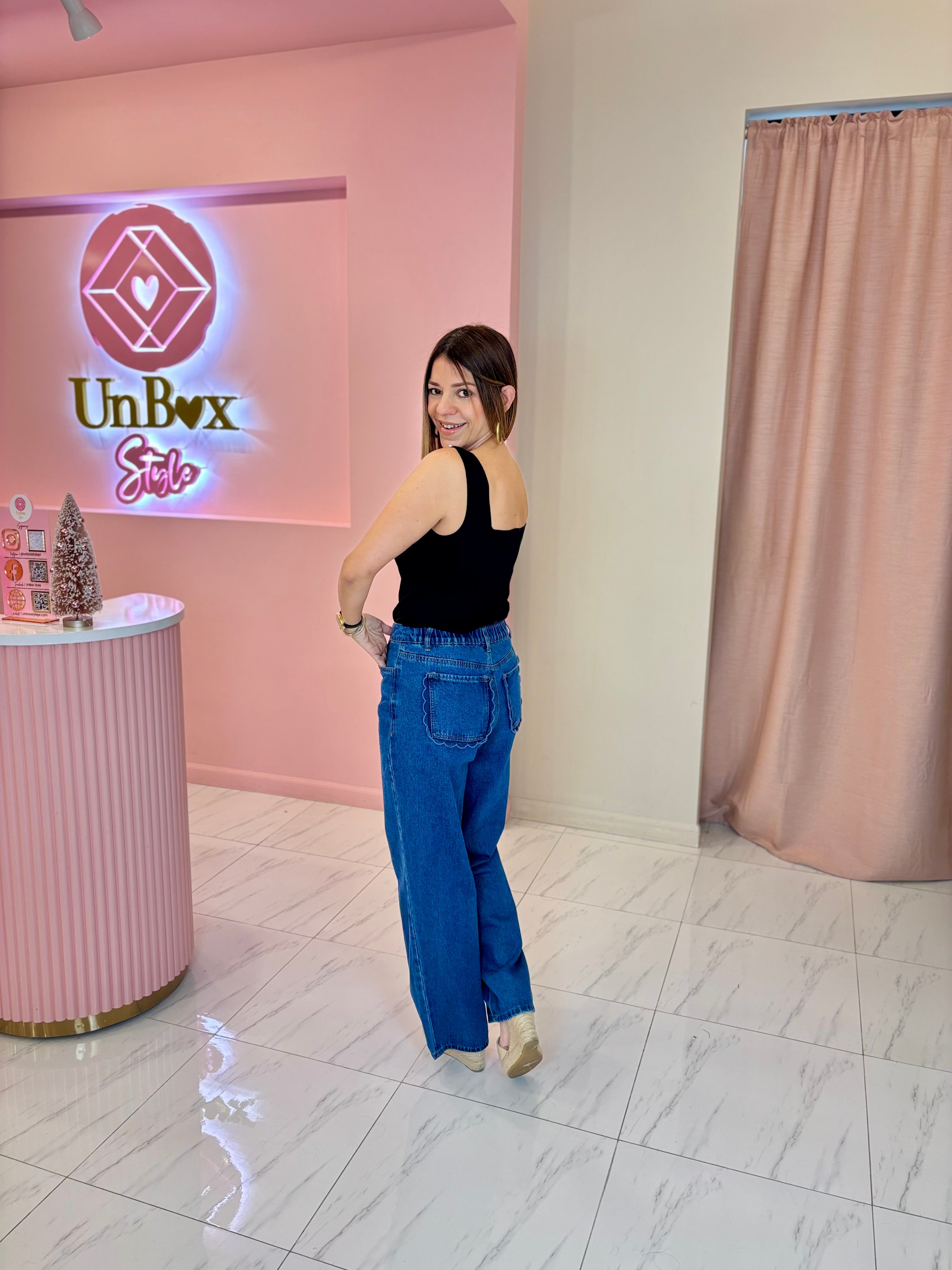 1006-Scallop Denim Pants