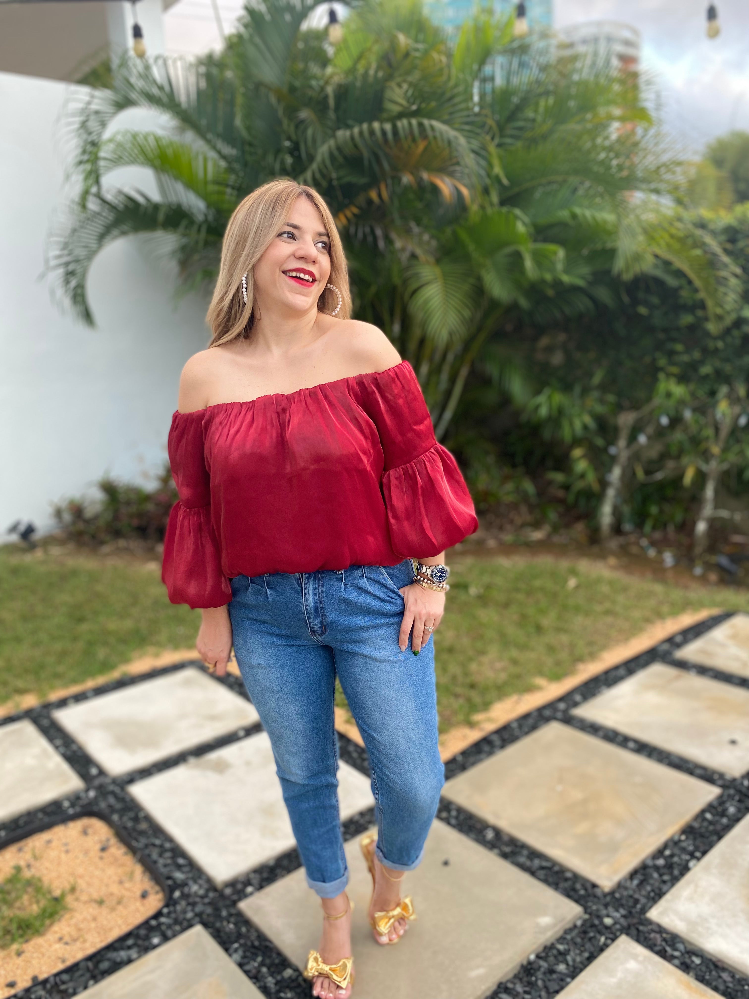 Elena Burgundy Blouse