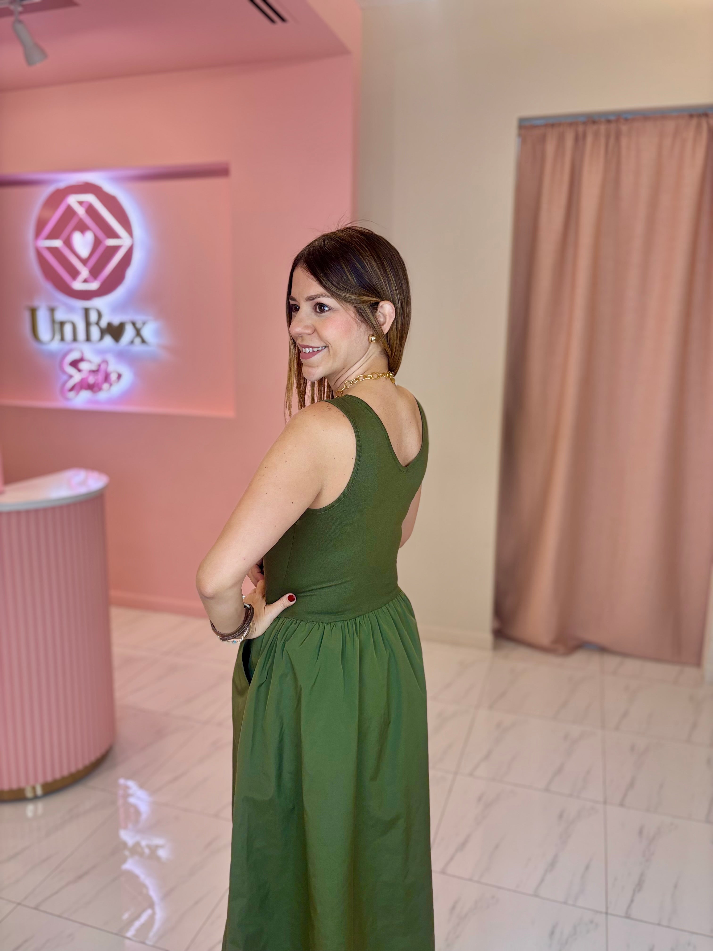 Martina V Neck Dress-🫒