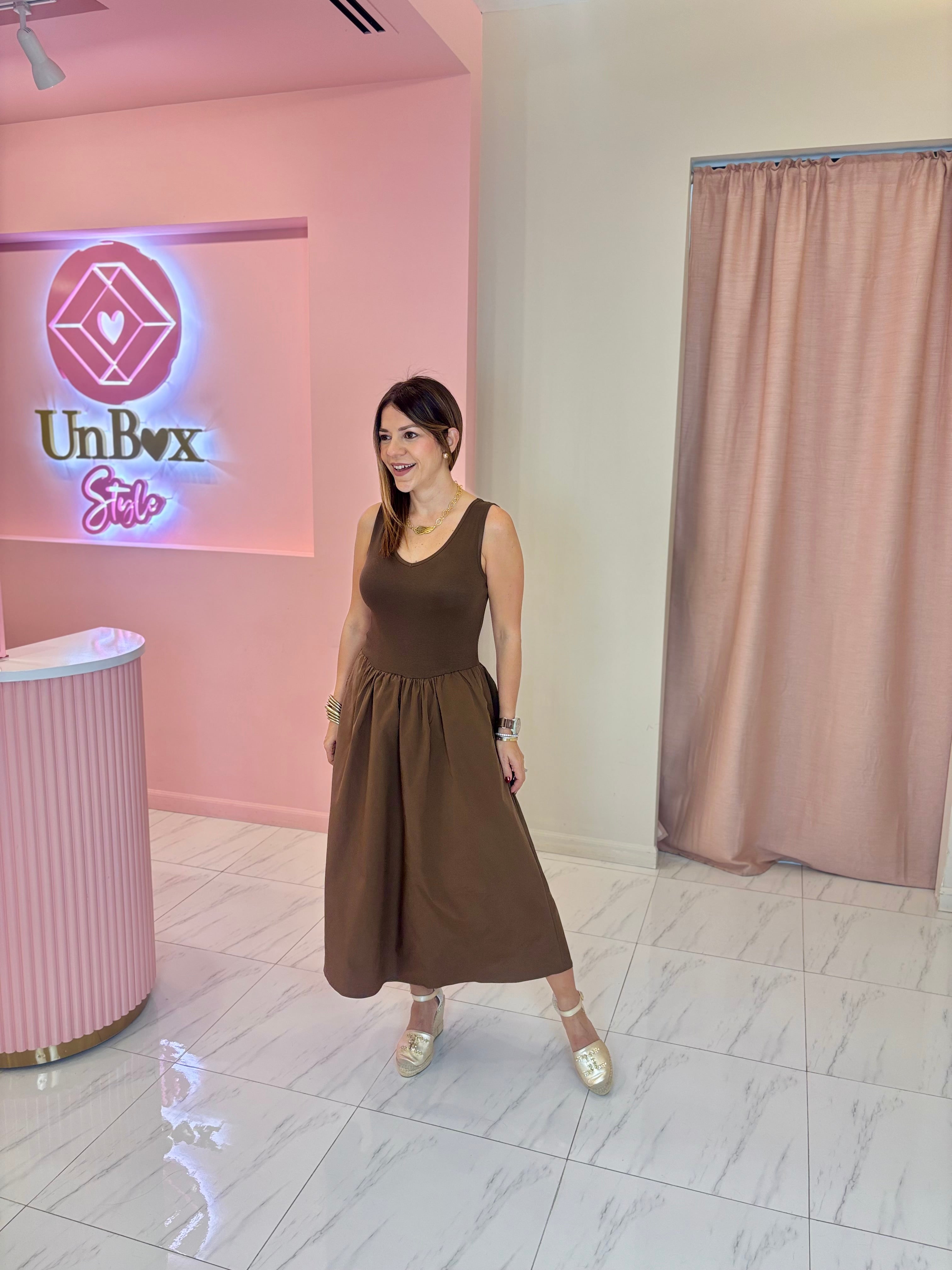 Martina V Neck Dress-🤎🍫