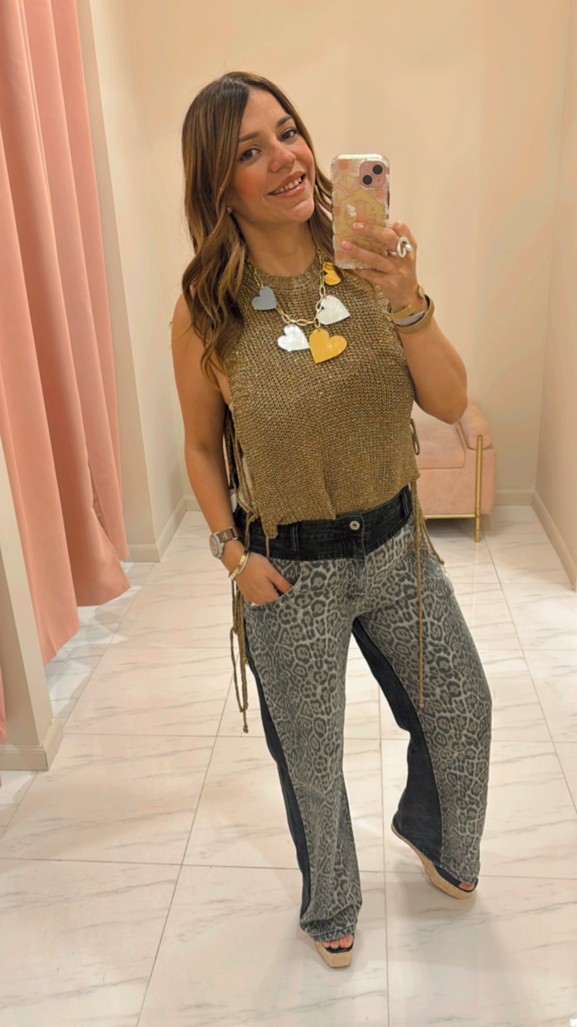 Front Leopard Jean