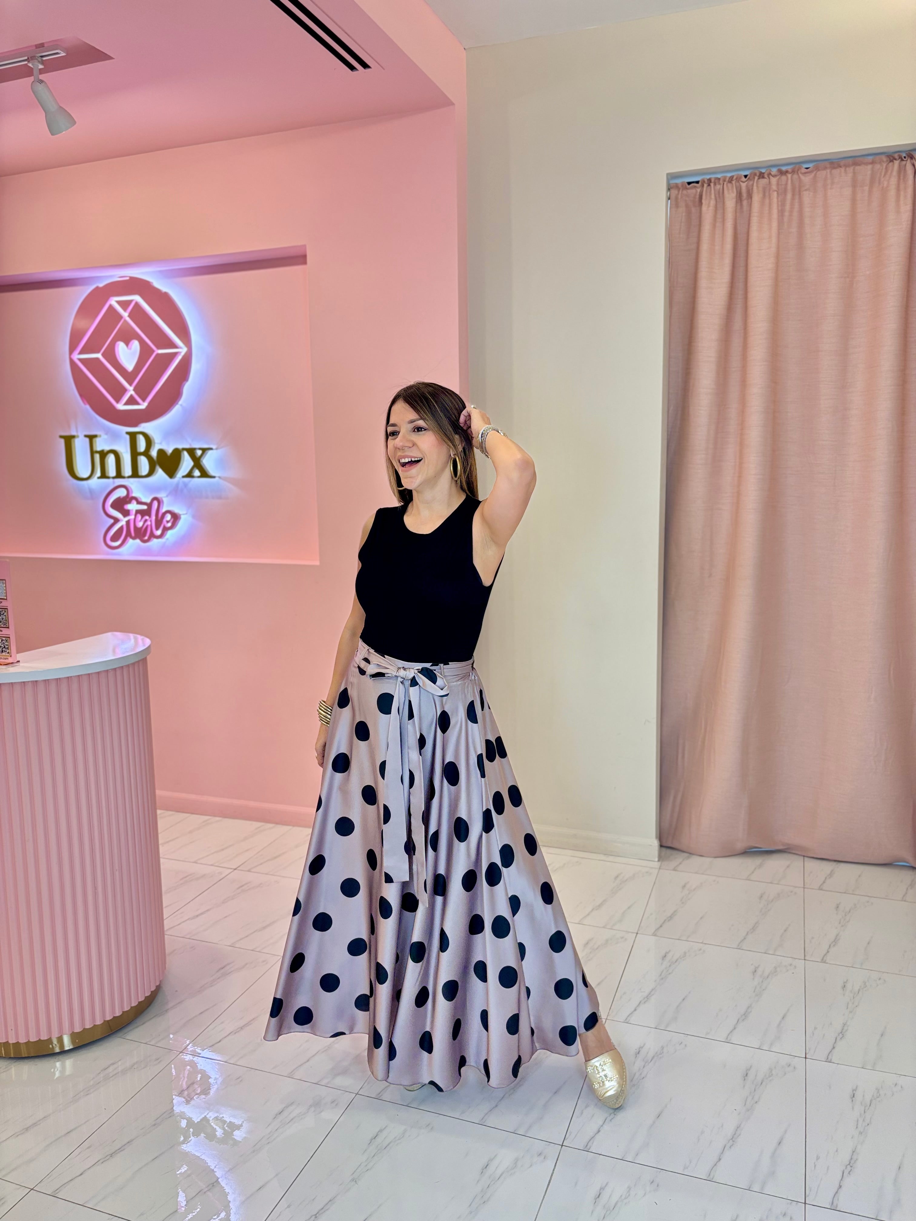 Mikaela Polka Skirt🇮🇹🩶🖤