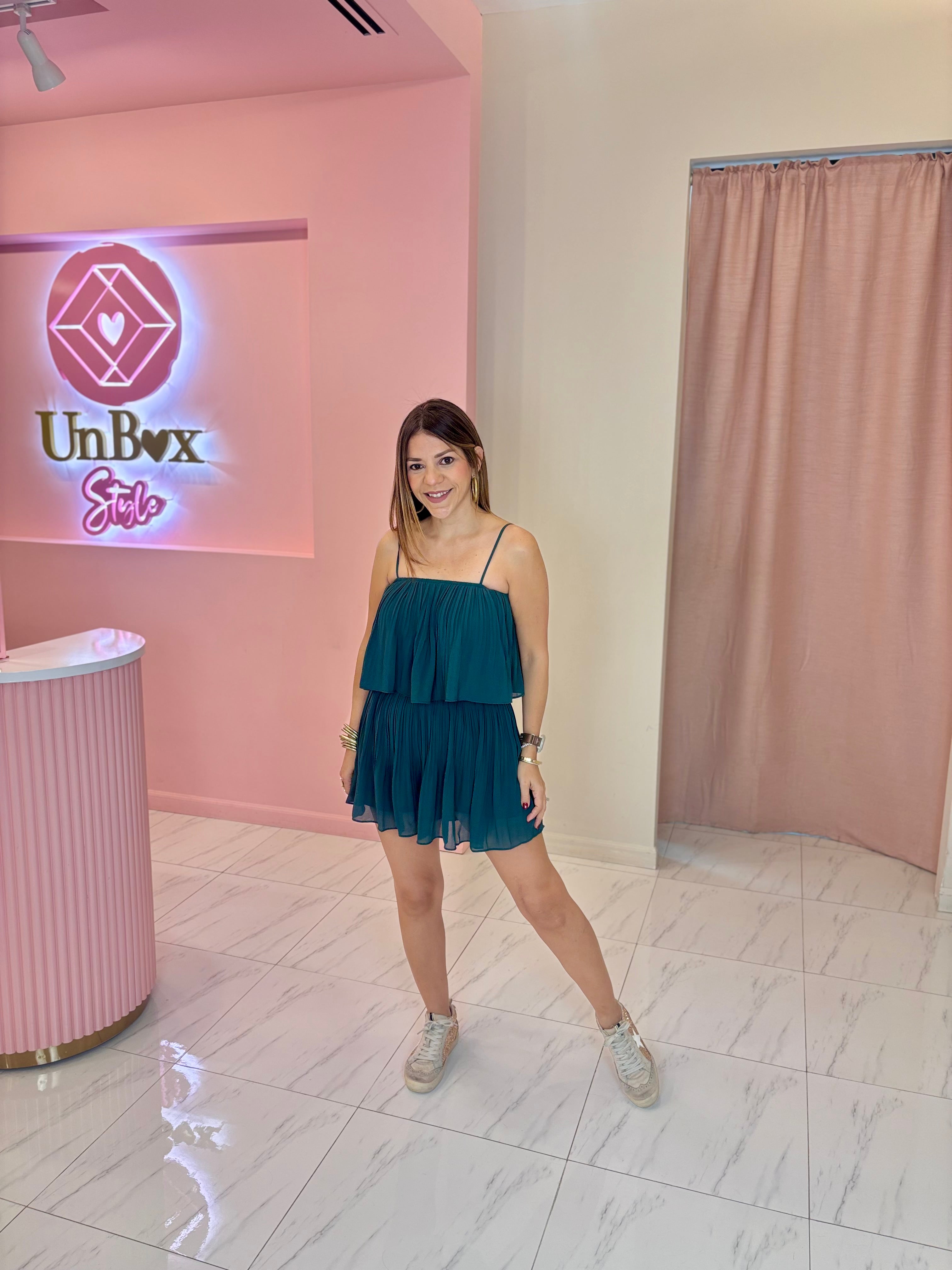 Glinda Pleated Romper-Green🌳