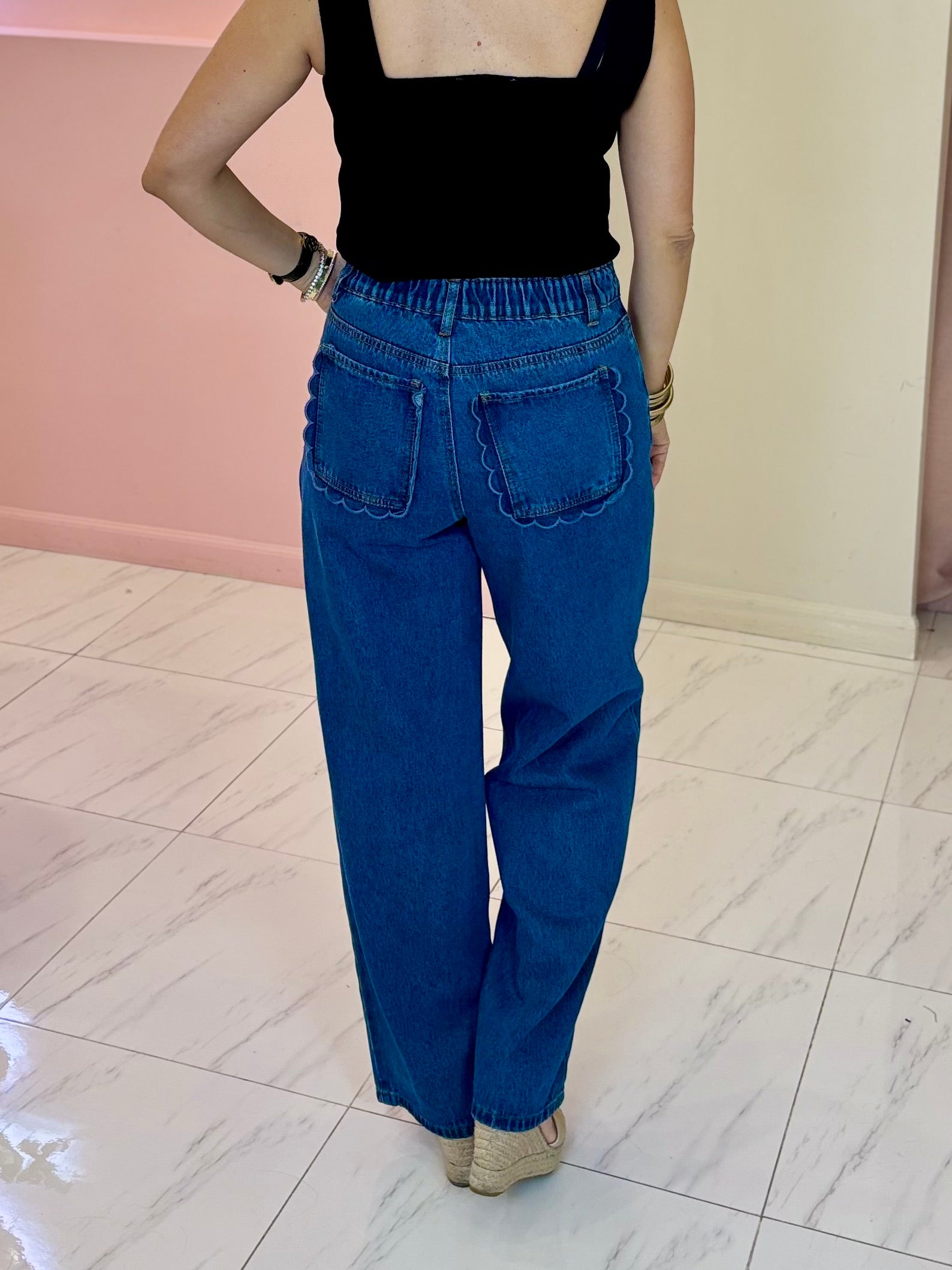 1006-Scallop Denim Pants