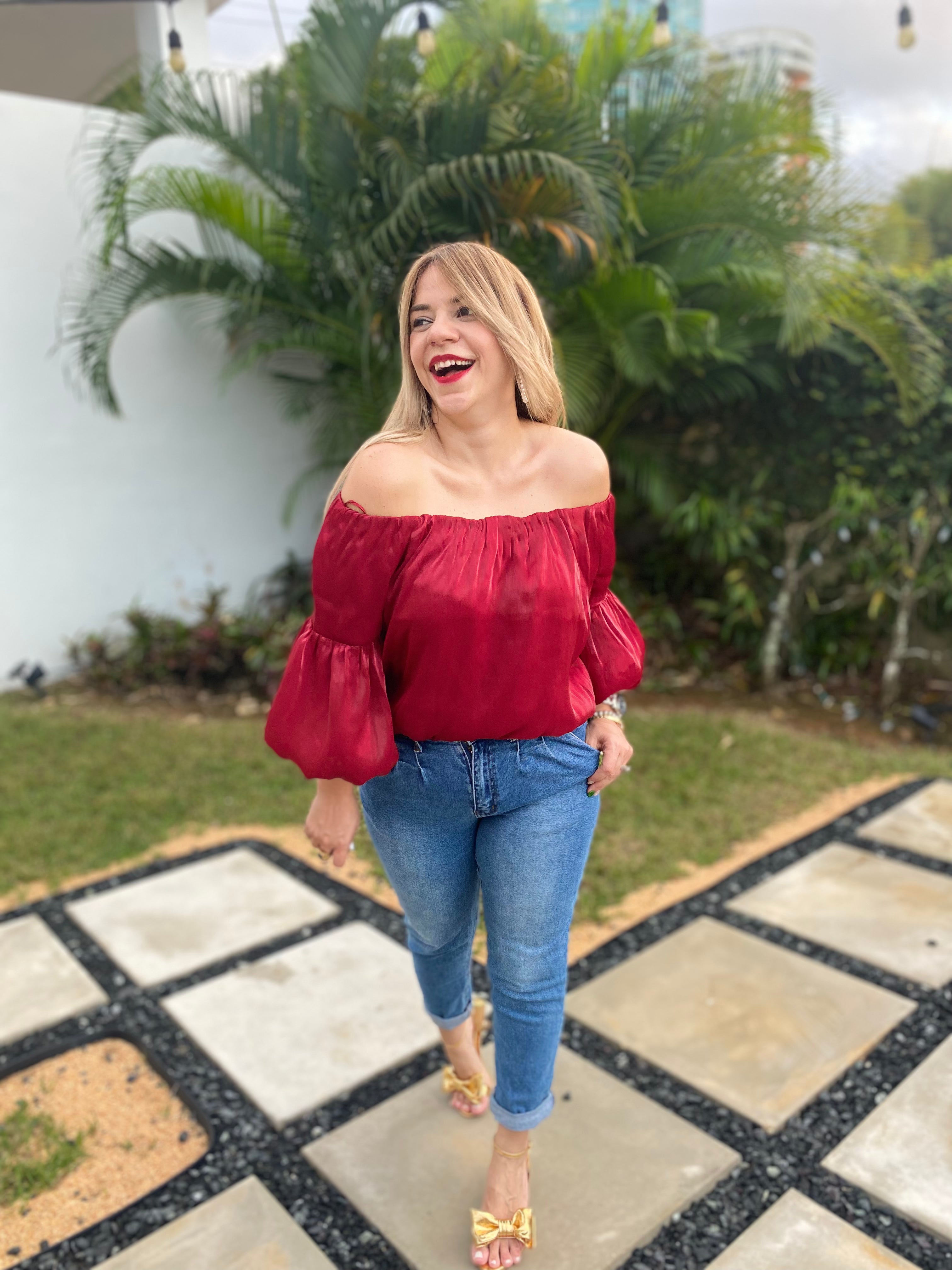 Elena Burgundy Blouse