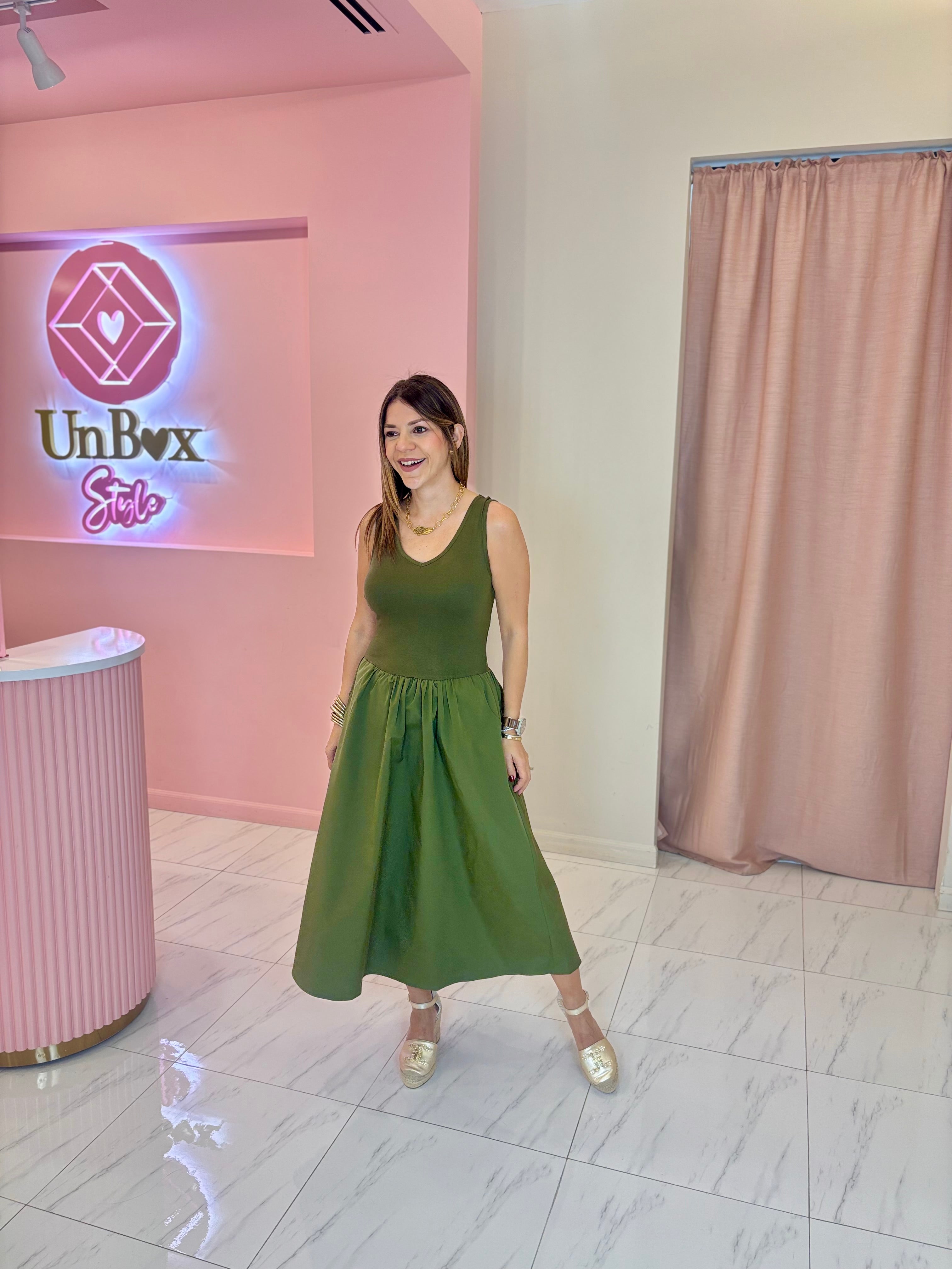 Martina V Neck Dress-🫒