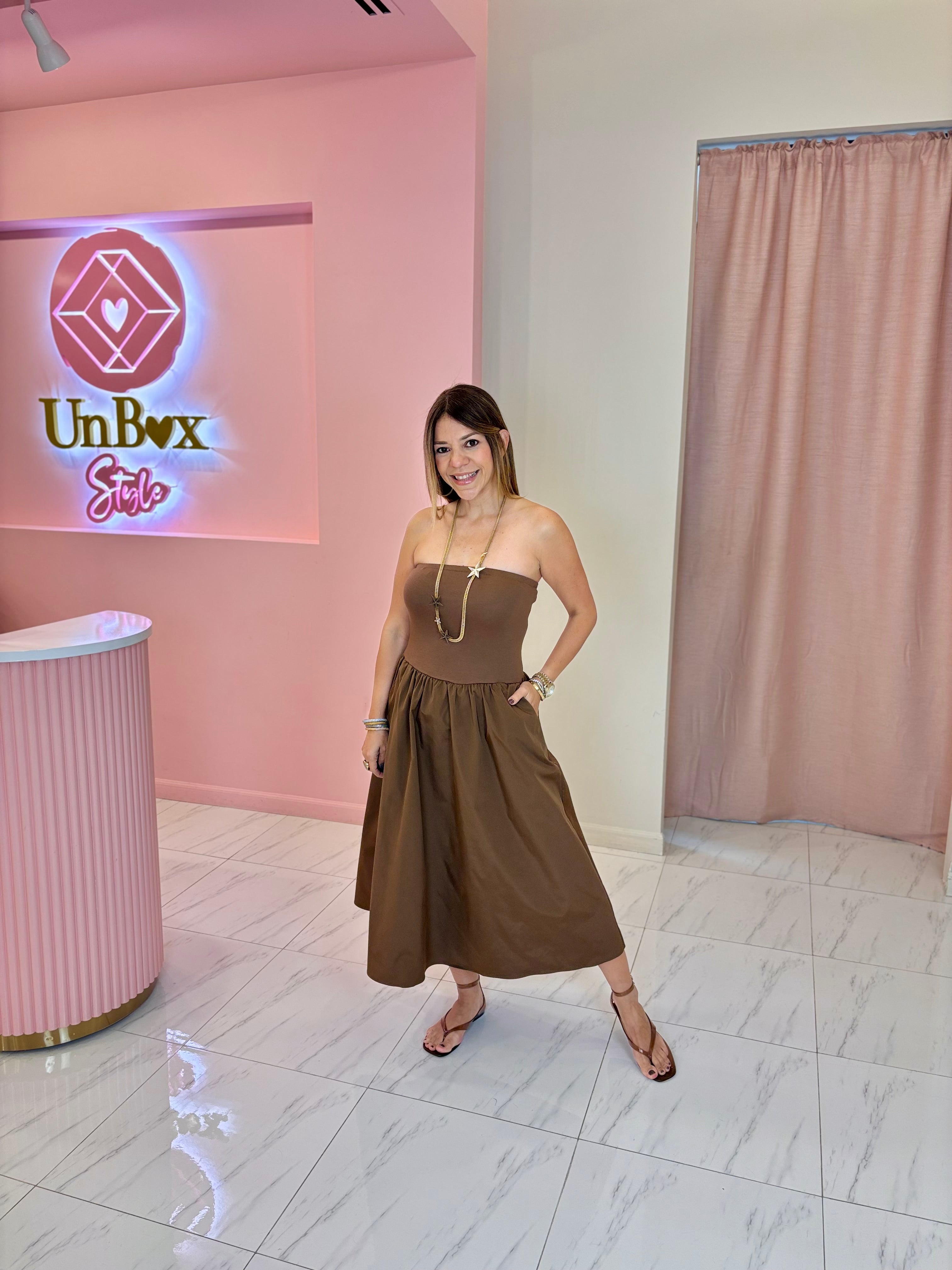 Dinorah Tube Dress-Brown🤎