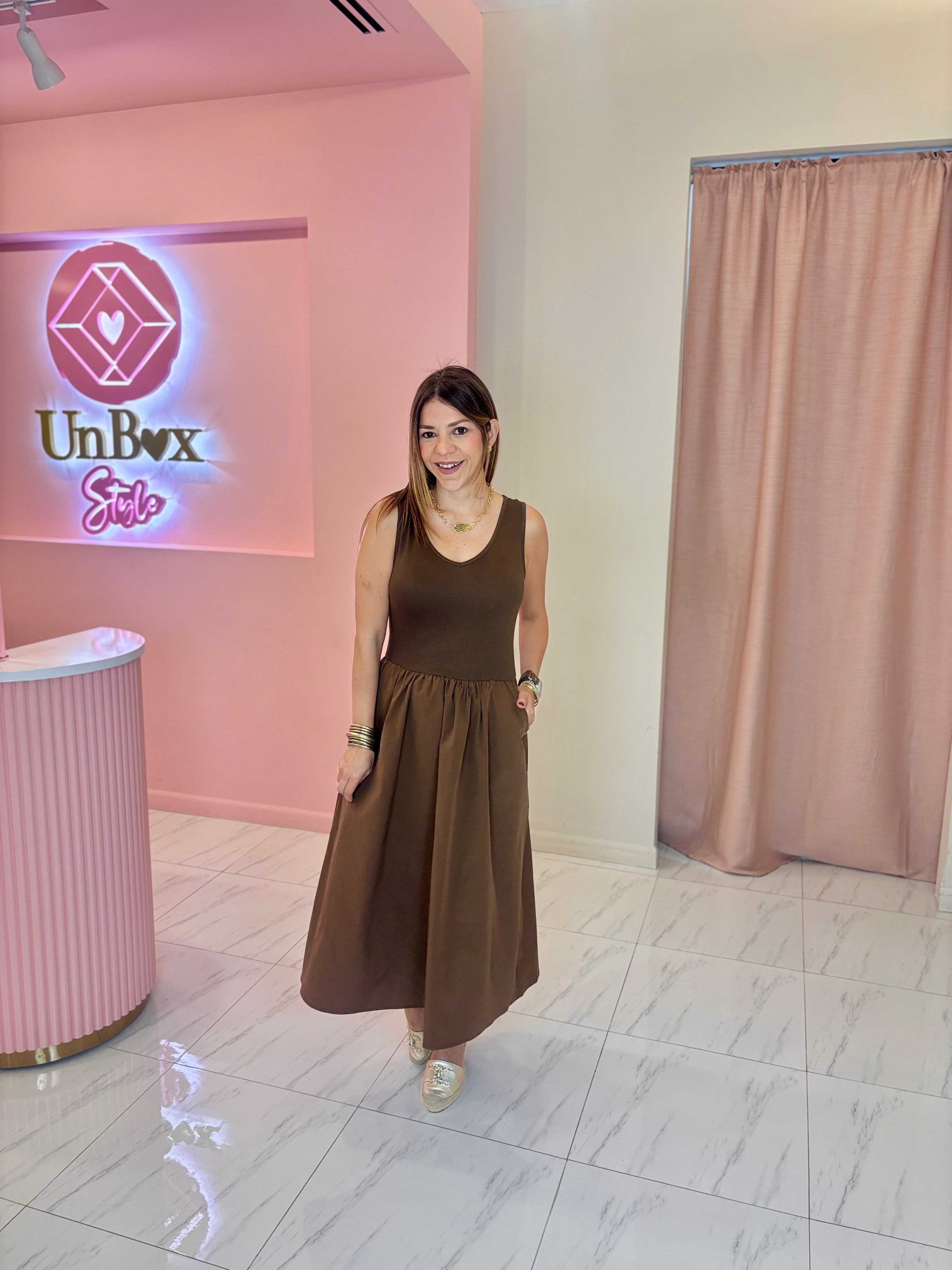 Martina V Neck Dress-🤎🍫