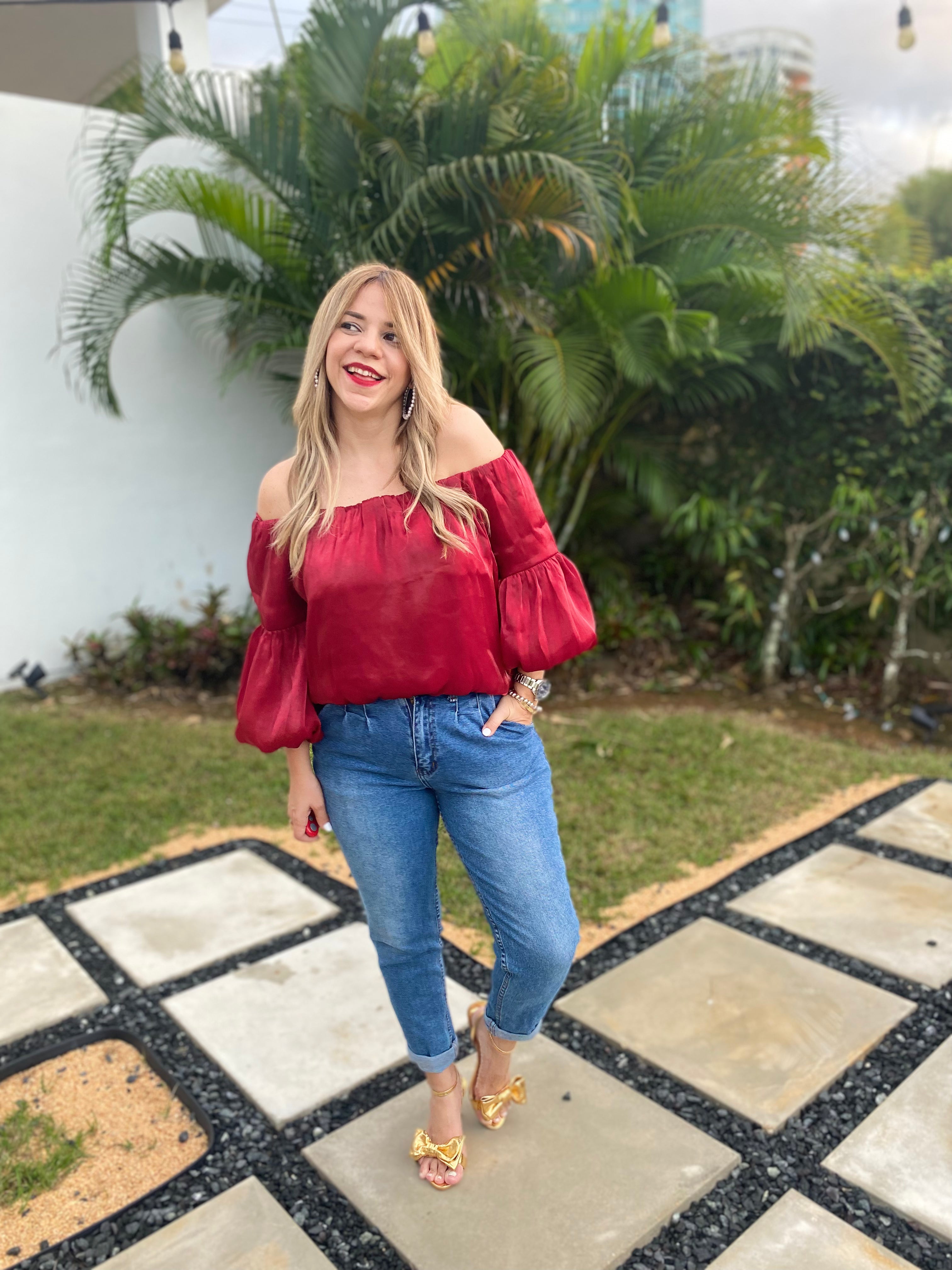 Elena Burgundy Blouse